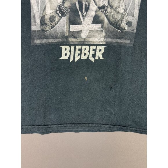 Vintage Y2K Justin Bieber Purpose Tour Youth Medium Black Faded Tee Shirt - Picture 5 of 12